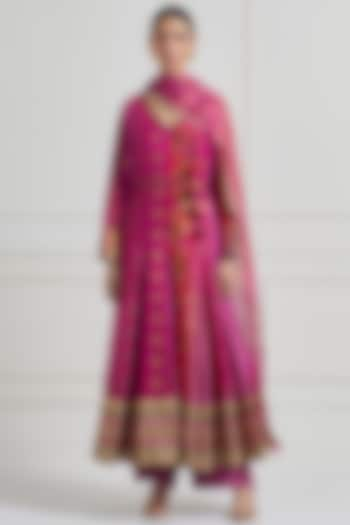 Fuchsia Pink Brocade Anarkali Set by Naina Arunima at Pernia's Pop Up Shop