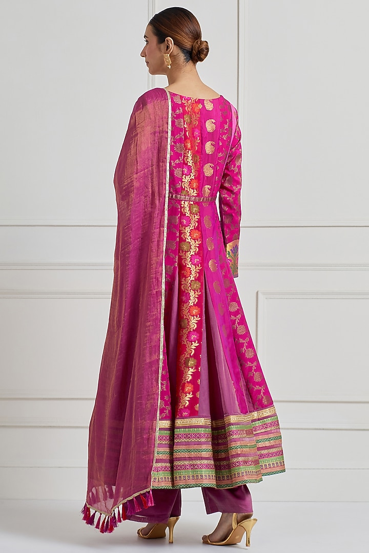 Fuchsia Pink Brocade Wedding Anarkali Set by Naina Arunima at Pernia's Pop Up Shop