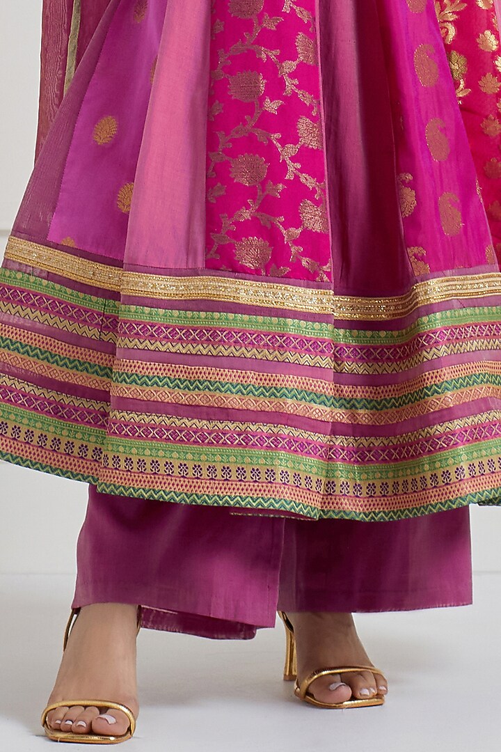 Fuchsia Pink Brocade Wedding Anarkali Set by Naina Arunima at Pernia's Pop Up Shop
