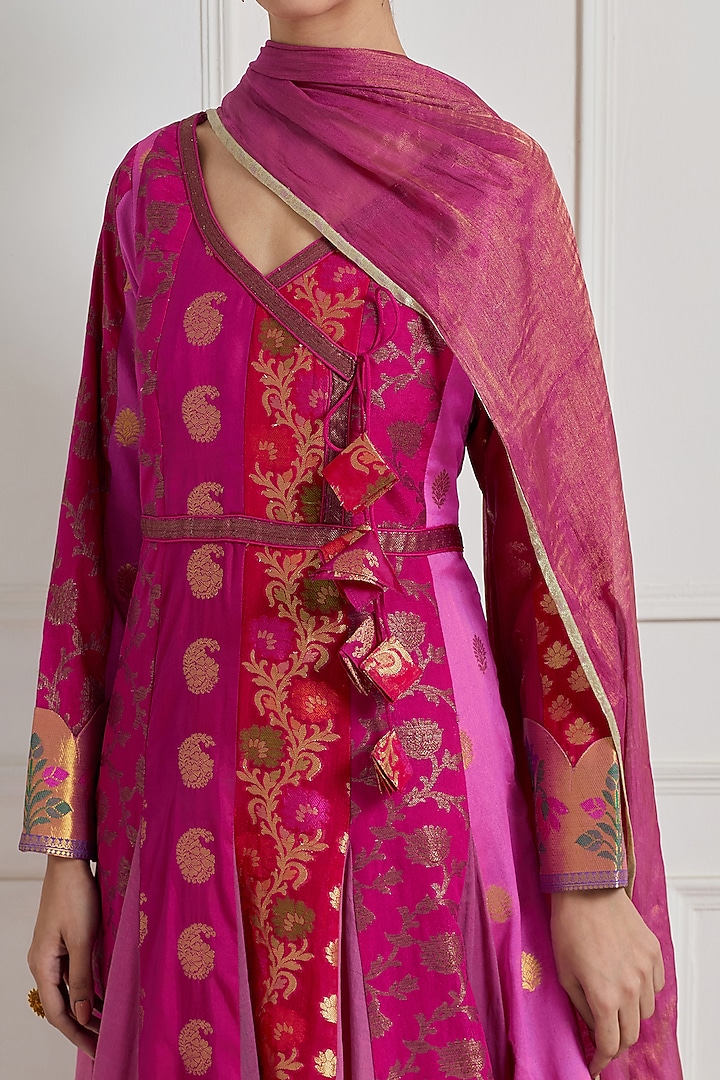 Fuchsia Pink Brocade Wedding Anarkali Set by Naina Arunima at Pernia's Pop Up Shop