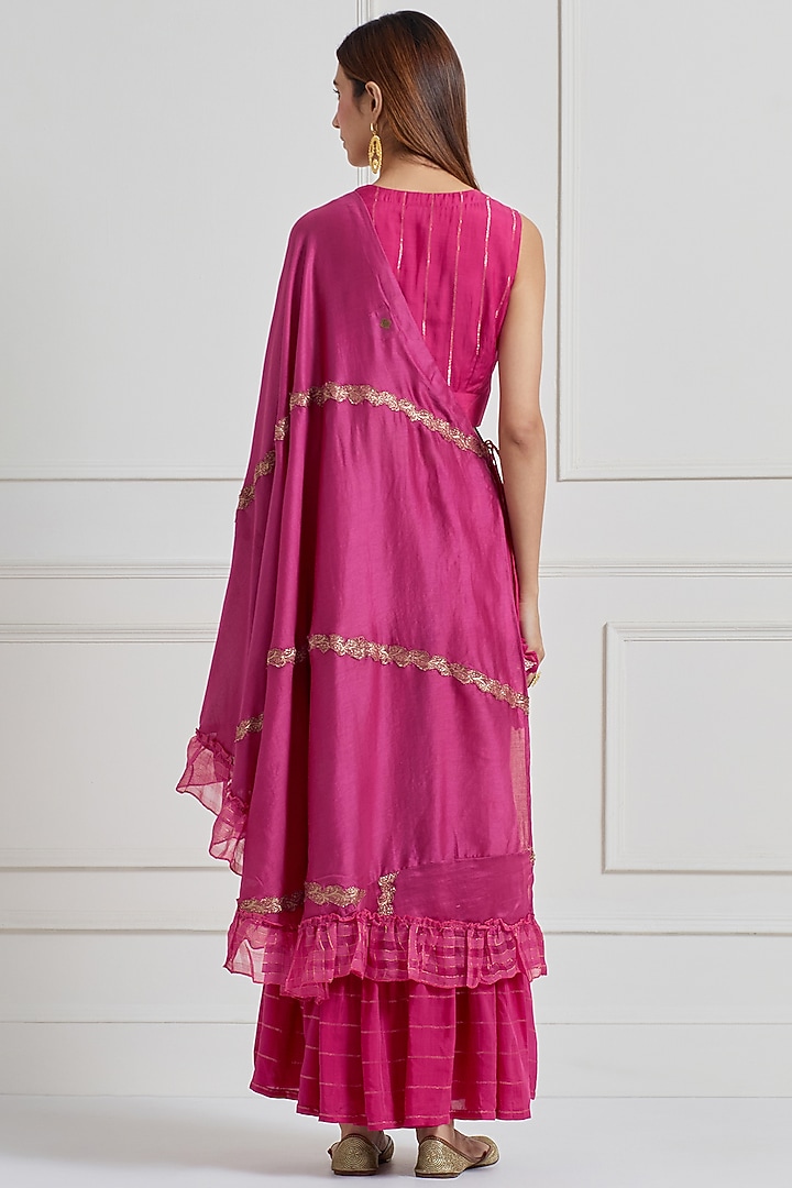 Pink Chanderi Sharara Set by Naina Arunima at Pernia's Pop Up Shop