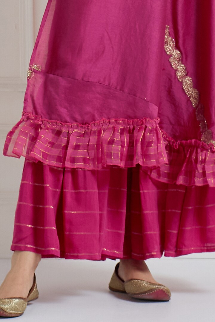 Pink Chanderi Sharara Set by Naina Arunima at Pernia's Pop Up Shop