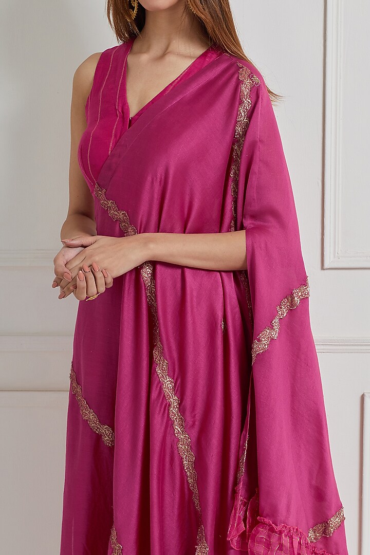 Pink Chanderi Sharara Set by Naina Arunima at Pernia's Pop Up Shop