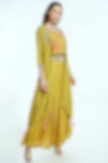 Yellow Embroidered & Printed Skirt Set by NIsha Ajmera