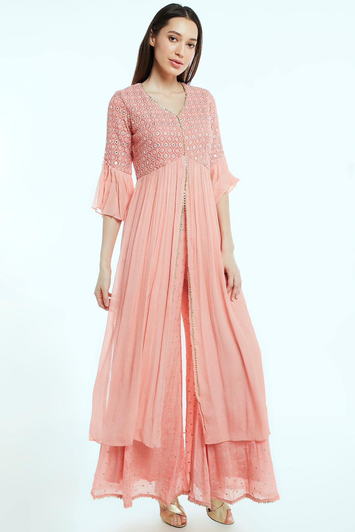 Buy Online Printed Cotton Cream and Pink Casual Kurti  124996 