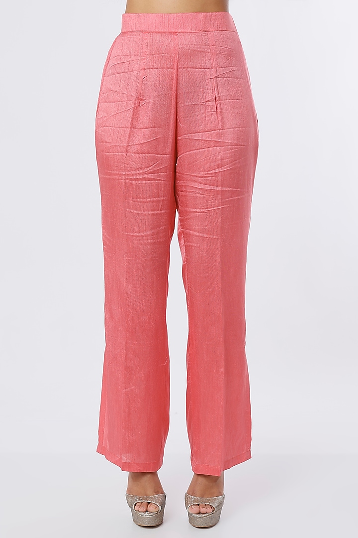 Coral Dupion Silk & Crepe Chiffon Tunic Set by NIsha Ajmera at Pernia's Pop Up Shop