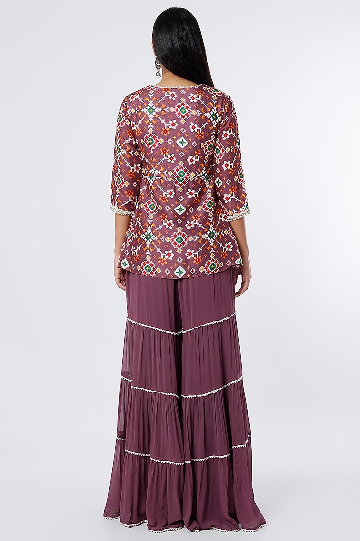 Wine Dupion Silk Party Wear Sharara Set by NIsha Ajmera at Pernia's Pop Up Shop