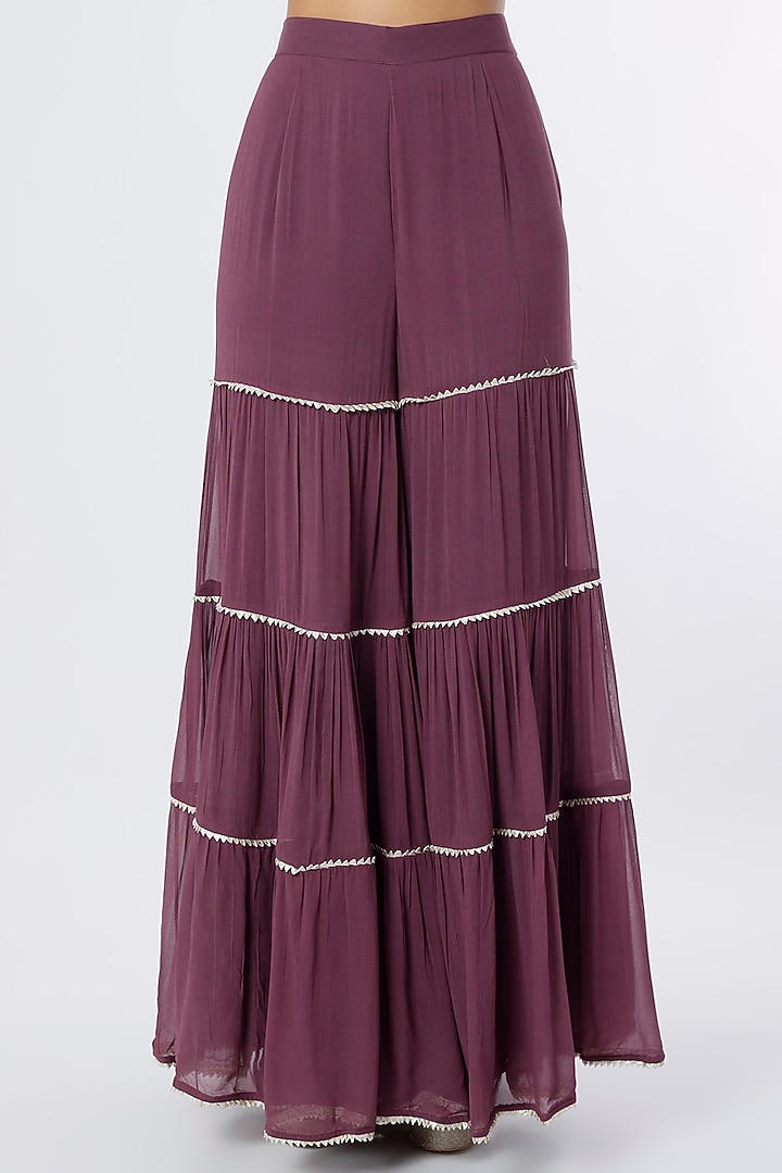 Wine Dupion Silk Party Wear Sharara Set by NIsha Ajmera at Pernia's Pop Up Shop