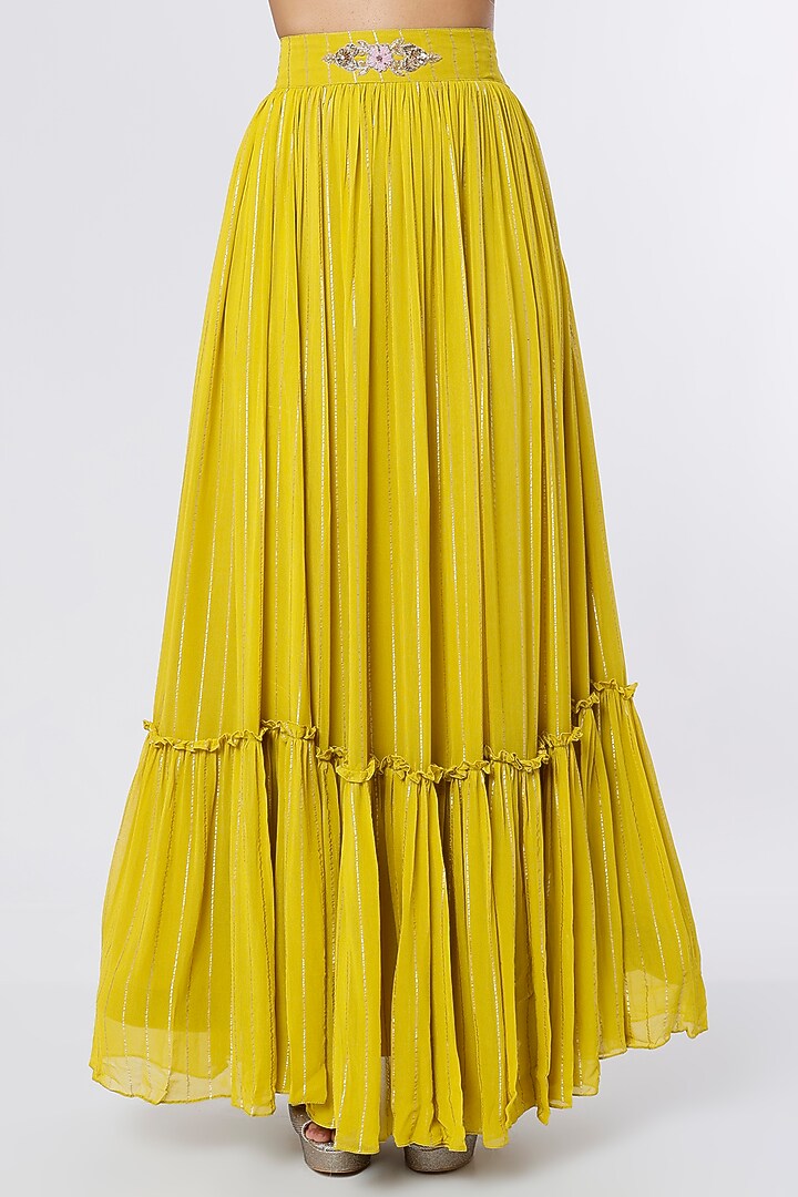 Lime Green Banarasi Georgette Lehenga Set by NIsha Ajmera at Pernia's Pop Up Shop