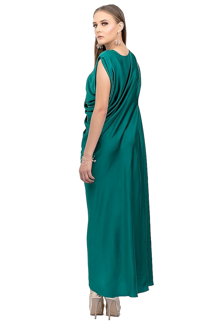 Emerald Green Draped Gown by Na-Ka at Pernia's Pop Up Shop