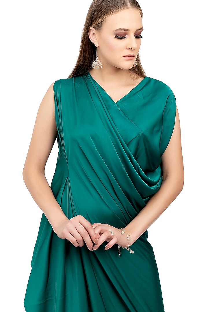 Emerald Green Draped Gown by Na-Ka at Pernia's Pop Up Shop