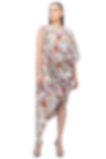 Sky Blue Printed Cowl Summer Dress by Na-Ka at Pernia's Pop Up Shop