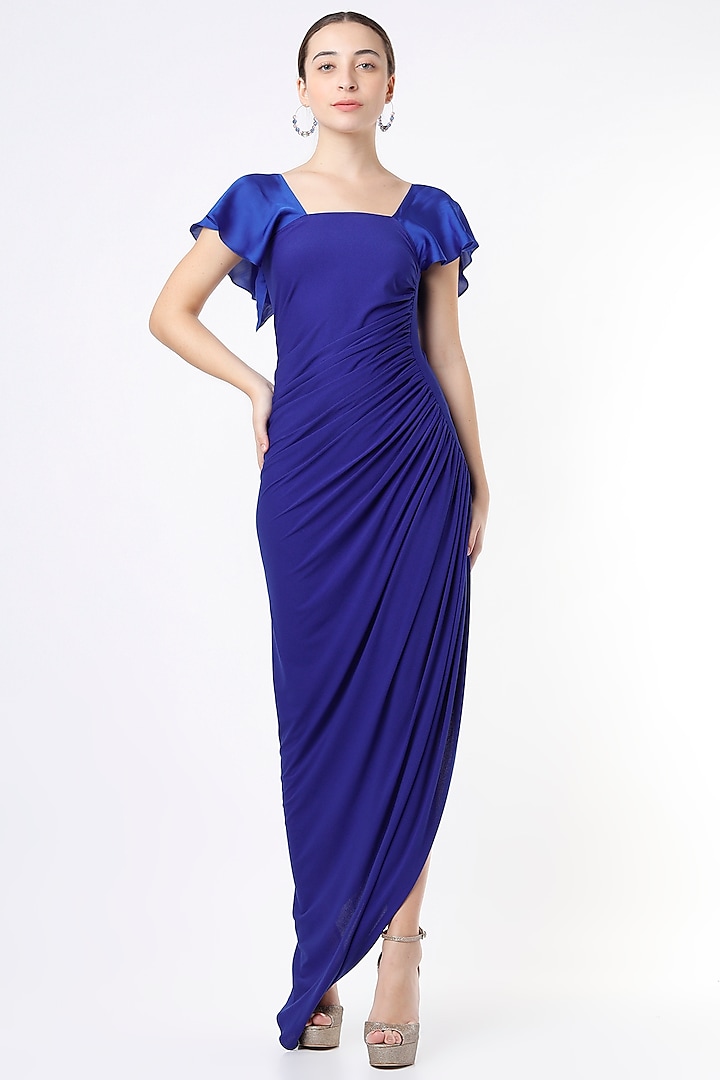 Electric Blue Draped Dress by NA-KA