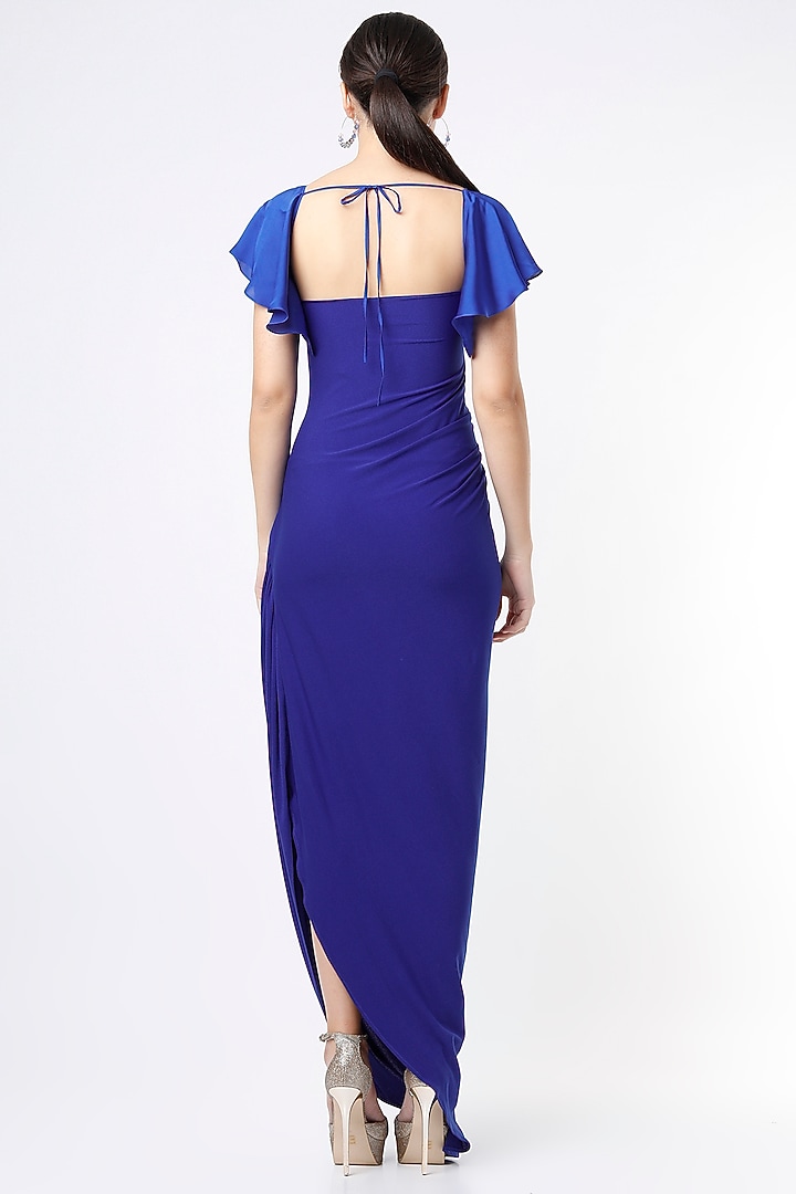Electric Blue Draped Summer Dress by NA-KA at Pernia's Pop Up Shop