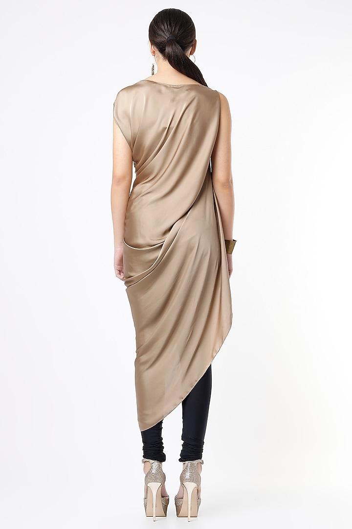 Champagne Gold Draped Tunic by NA-KA at Pernia's Pop Up Shop