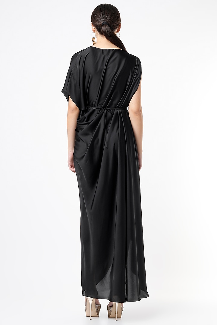 Black Draped Summer Dress With Sash Belt by NA-KA at Pernia's Pop Up Shop