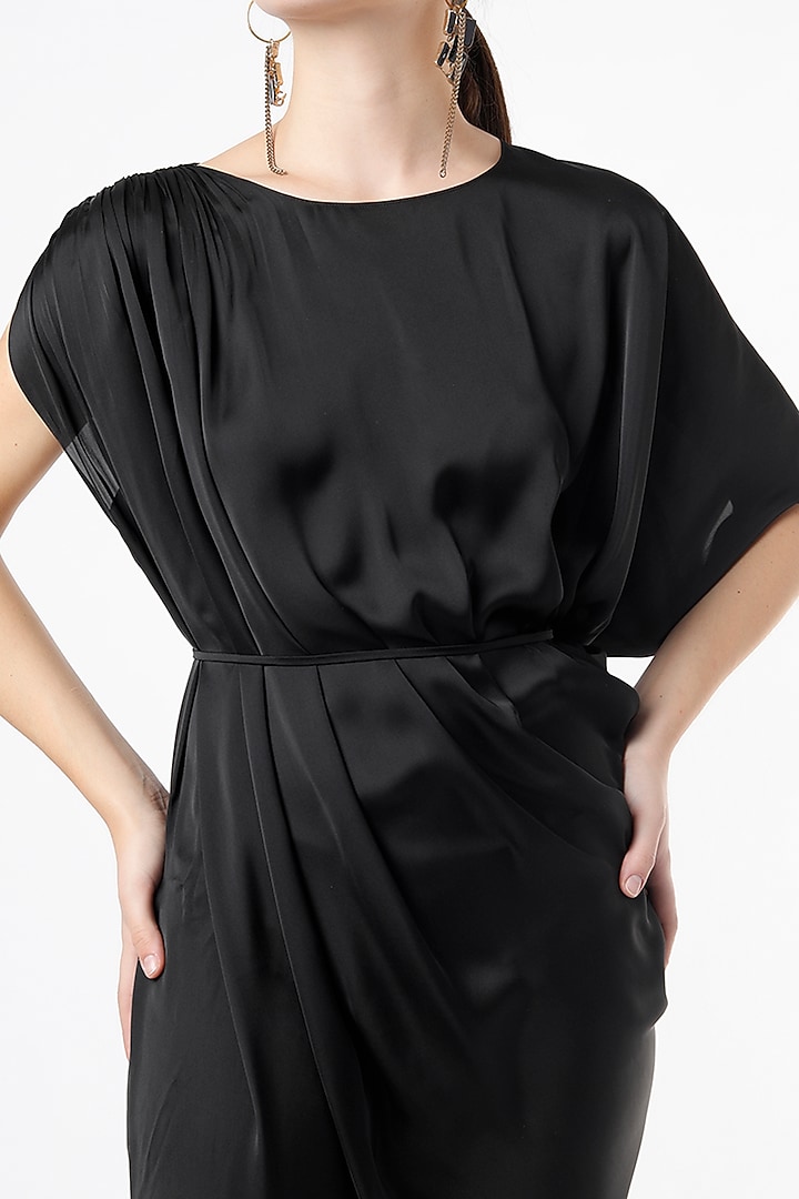 Black Draped Summer Dress With Sash Belt by NA-KA at Pernia's Pop Up Shop