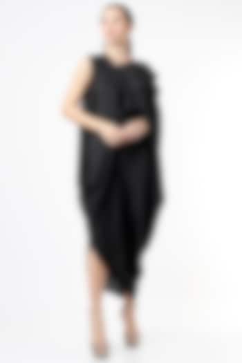 Black Satin Draped Gown by NA-KA at Pernia's Pop Up Shop