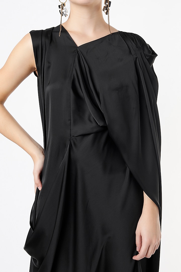 Black Satin Draped Gown by NA-KA at Pernia's Pop Up Shop