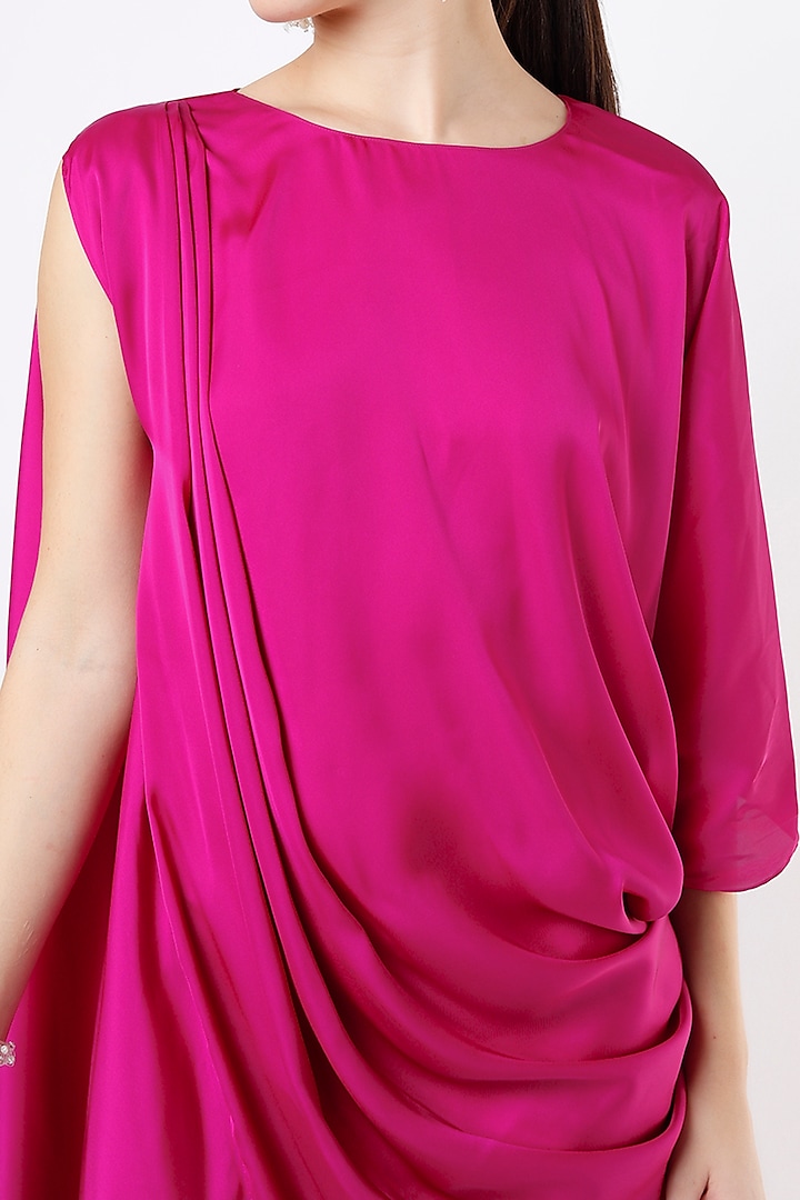 Fuchsia High-Low Draped Summer Dress by NA-KA at Pernia's Pop Up Shop