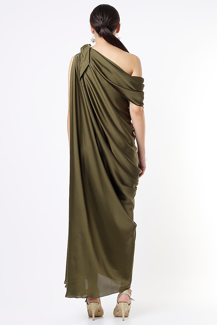 Moss Green One-Shoulder Gown by NA-KA at Pernia's Pop Up Shop