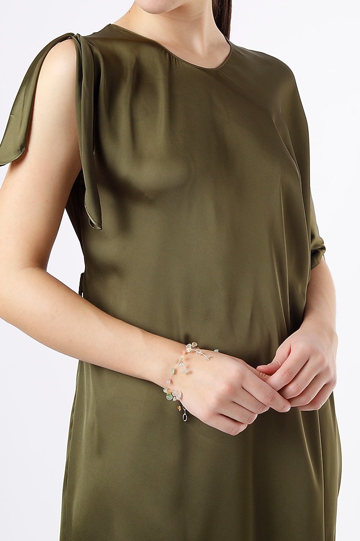 Moss Green High-Low Draped Summer Dress by NA-KA at Pernia's Pop Up Shop
