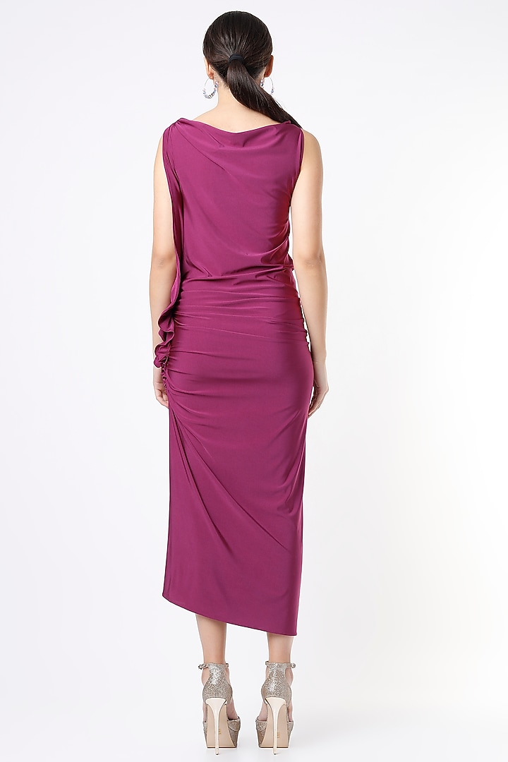 Magenta Lycra Gathered Summer Dress by NA-KA at Pernia's Pop Up Shop