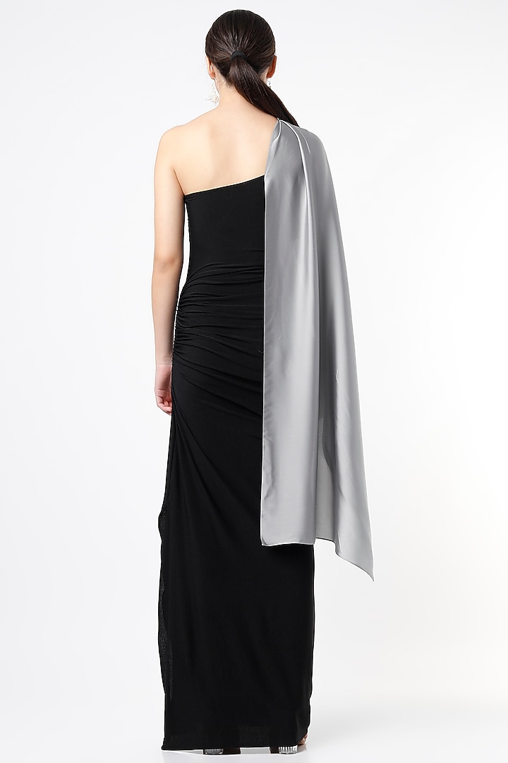 Black & Silver Grey Gathered Gown by NA-KA at Pernia's Pop Up Shop