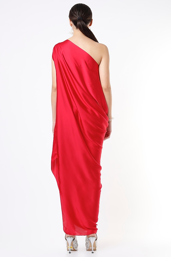 Red One-Shoulder Draped Gown by NA-KA at Pernia's Pop Up Shop