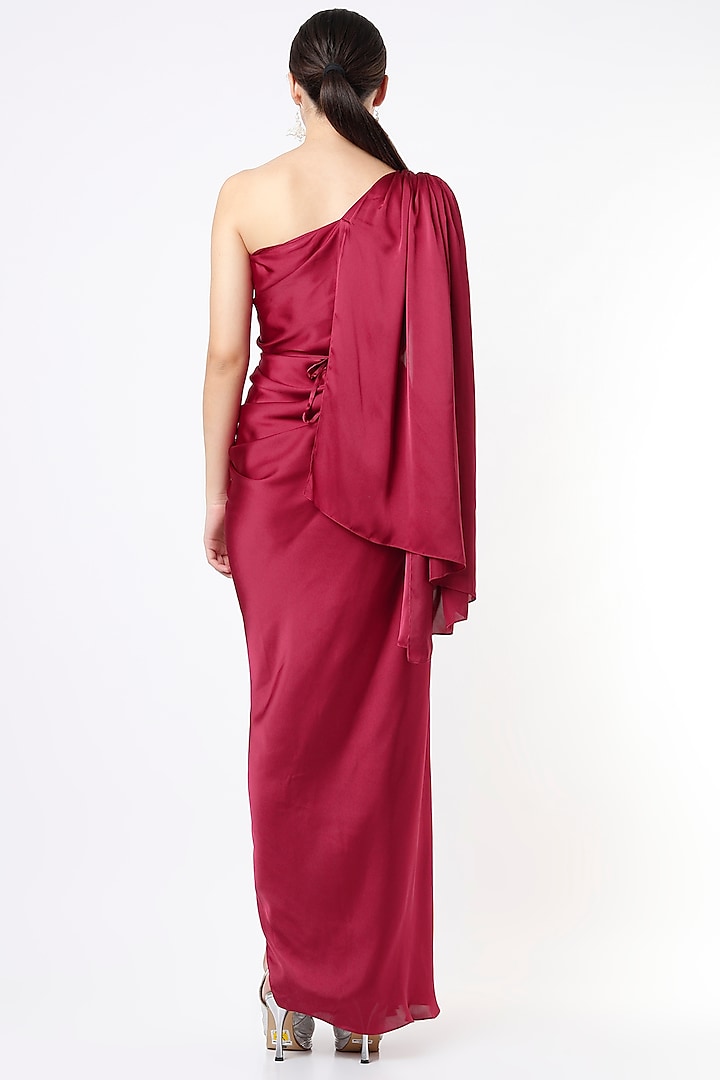 Deep Red One-Shoulder Gown by NA-KA at Pernia's Pop Up Shop
