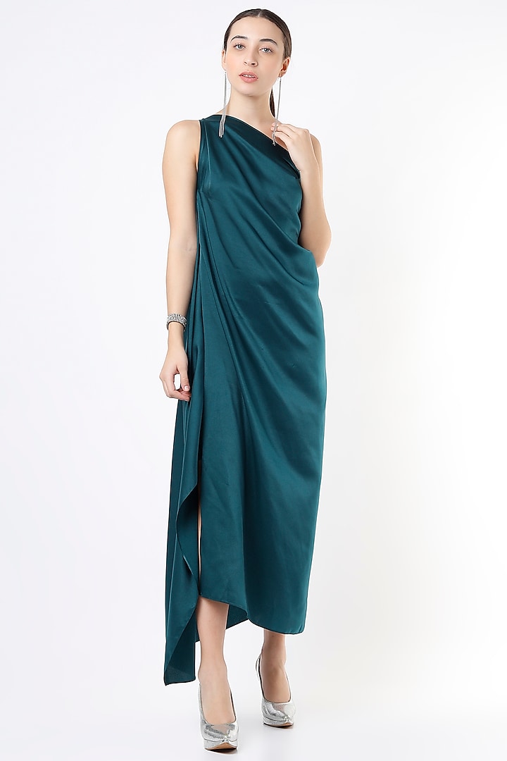 Teal Blue One-Shoulder Dress by NA-KA