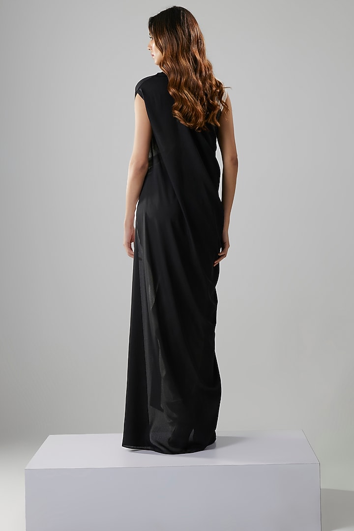 Black & White Double Georgette Color-Blocked Gown by NA-KA at Pernia's Pop Up Shop