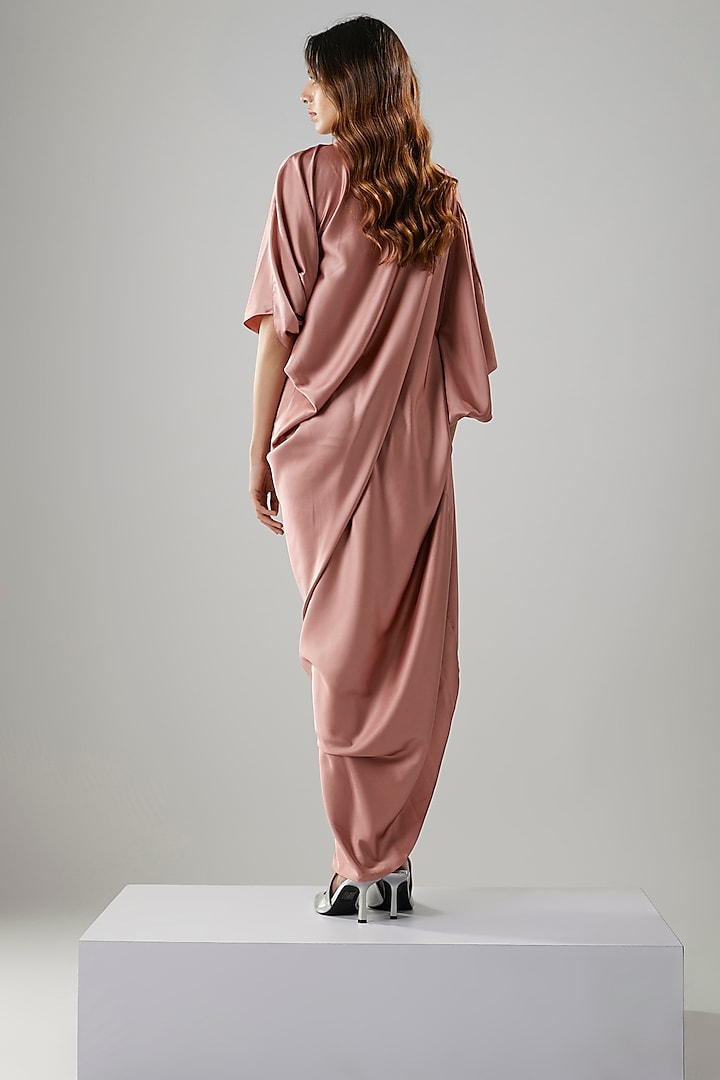 Blush Pink Satin Draped Gown by NA-KA at Pernia's Pop Up Shop