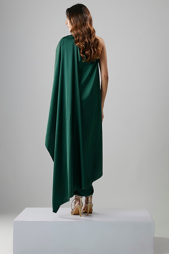 Emerald Green Satin One-Shoulder Gown by NA-KA at Pernia's Pop Up Shop