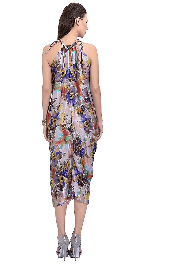 Purple Floral Printed Summer Dress With Belt by Na-ka at Pernia's Pop Up Shop