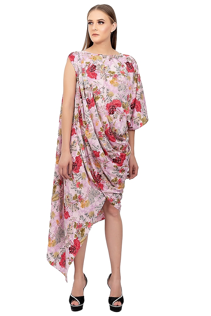 Blush Pink Printed Dress Design by Na-ka at Pernia's Pop Up Shop 2023
