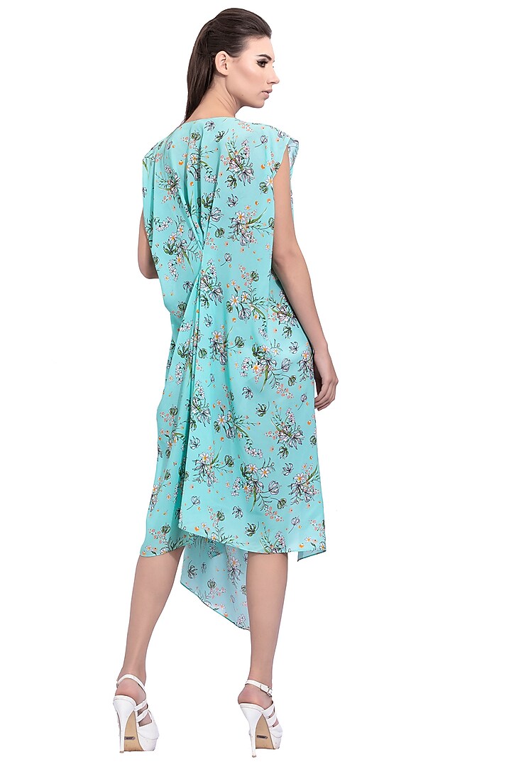 Turquoise Blue Printed Summer Dress by Na-ka at Pernia's Pop Up Shop
