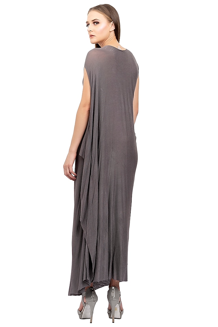 Grey Draped V-Neck Summer Dress by Na-ka at Pernia's Pop Up Shop