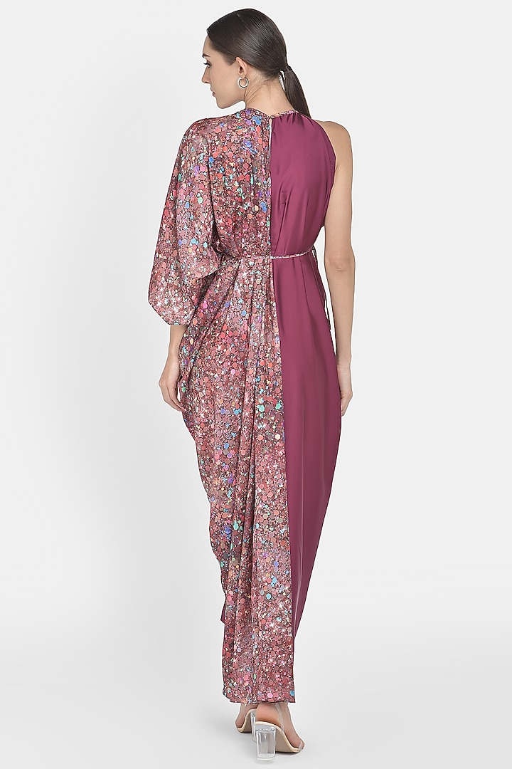 Wine Digital Printed Draped Summer Dress by Na-Ka at Pernia's Pop Up Shop