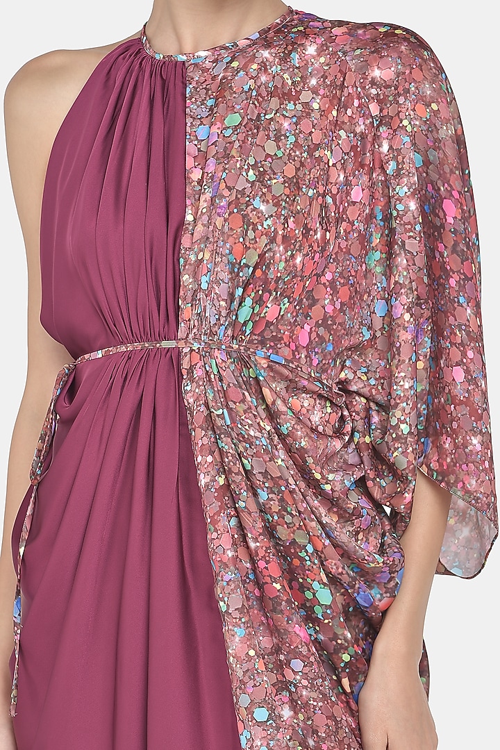 Wine Digital Printed Draped Summer Dress by Na-Ka at Pernia's Pop Up Shop