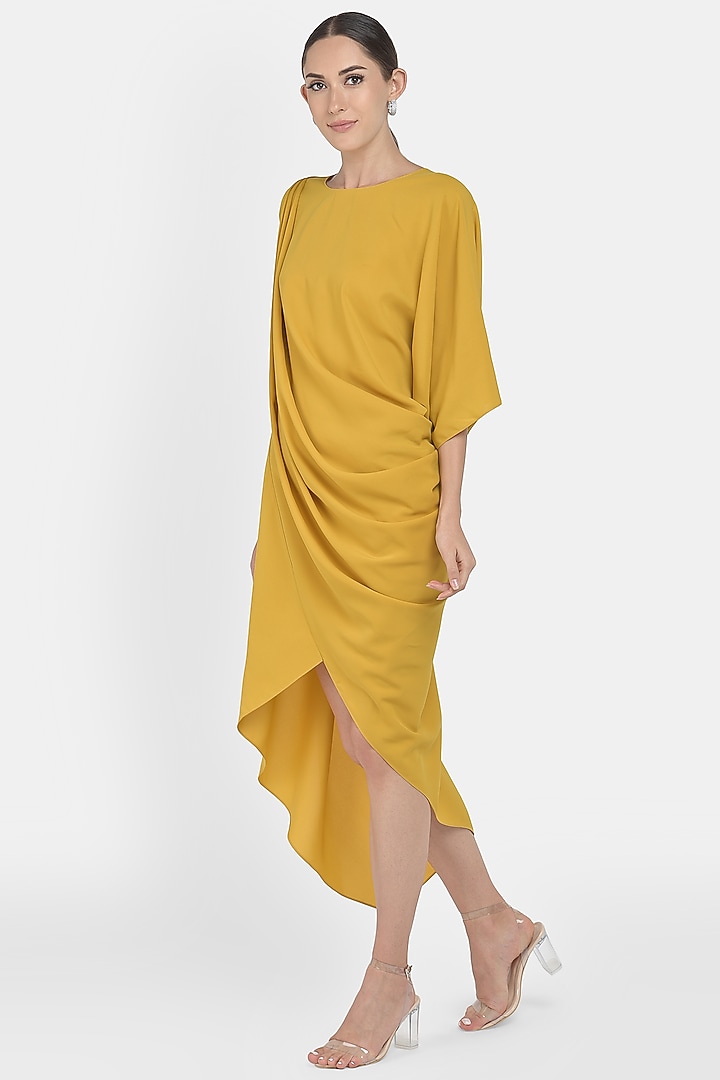 Mustard Yellow Draped Summer Dress by Na-Ka at Pernia's Pop Up Shop