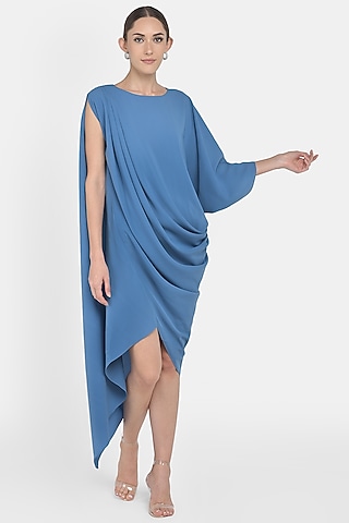 Cobalt Blue Pleated & Draped Dress by Na-Ka