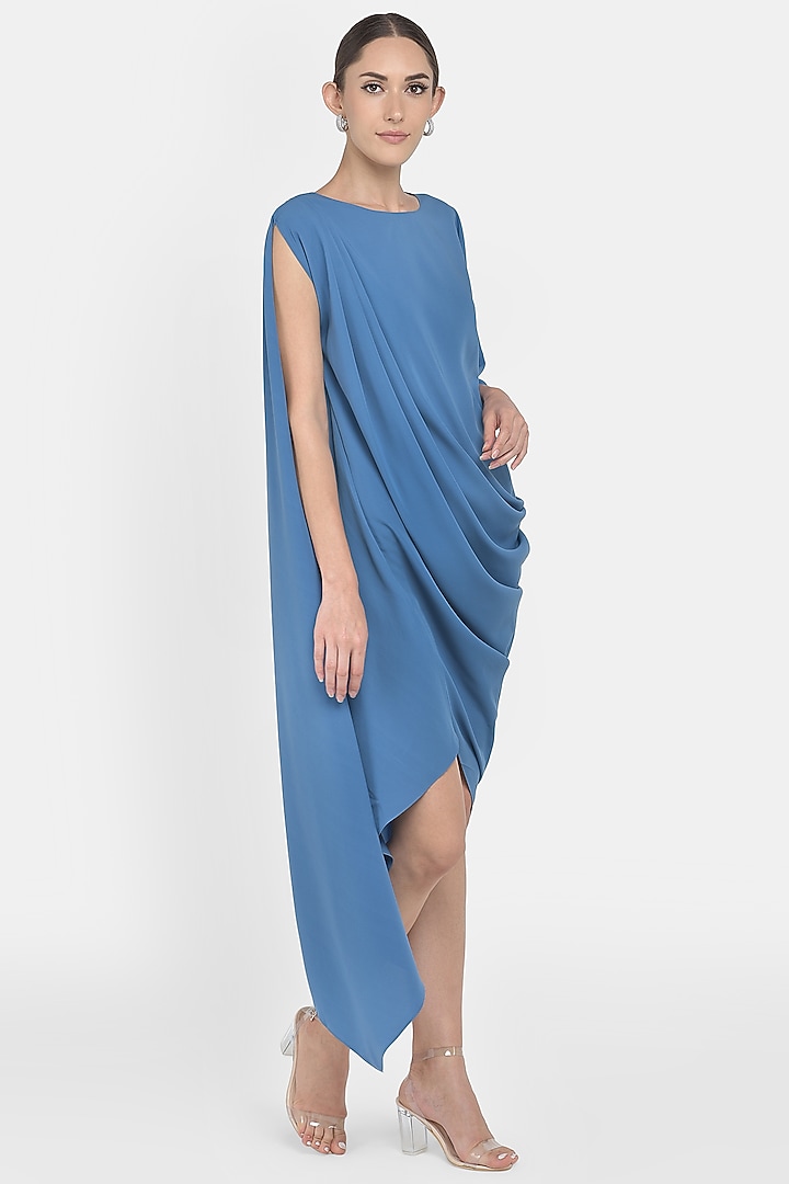 Cobalt Blue Pleated & Draped Summer Dress by Na-Ka at Pernia's Pop Up Shop