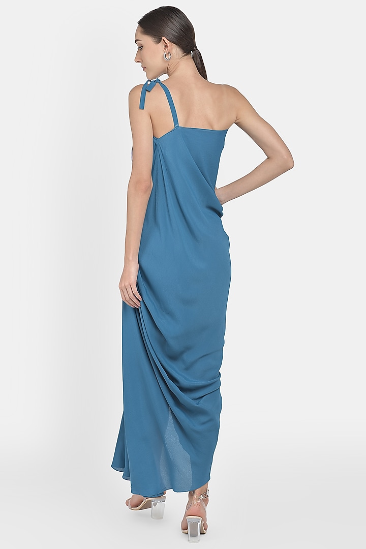 Cobalt Blue Tie-Up Draped Summer Dress by Na-Ka at Pernia's Pop Up Shop