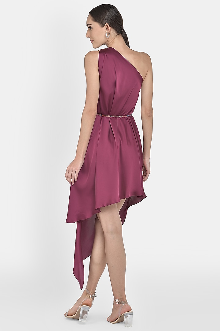 Wine Digital Printed Asymmetric Draped Summer Dress by Na-Ka at Pernia's Pop Up Shop
