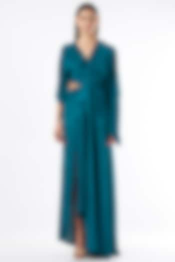 Midnight Blue Draped Gown by NA-KA at Pernia's Pop Up Shop