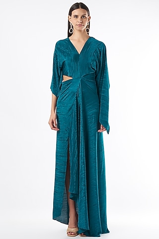 Midnight Blue Draped Gown by NA-KA