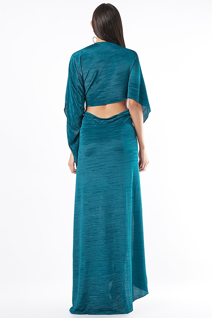 Midnight Blue Draped Gown by NA-KA at Pernia's Pop Up Shop