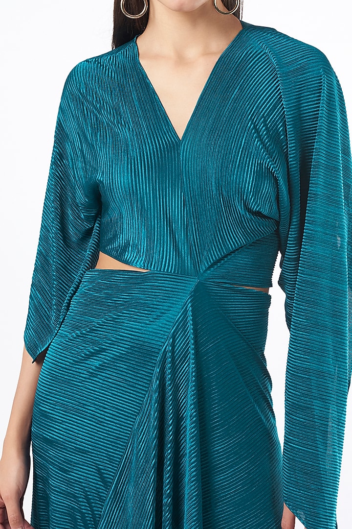 Midnight Blue Draped Gown by NA-KA at Pernia's Pop Up Shop