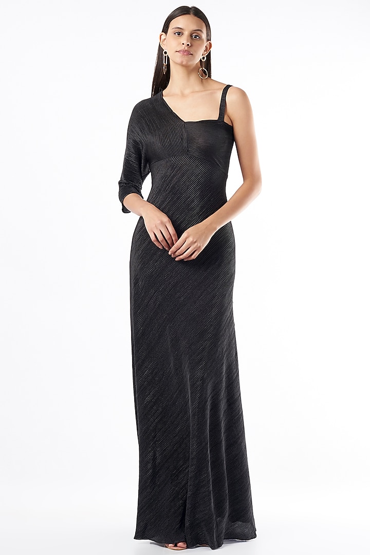 Black Draped Gown by NA-KA